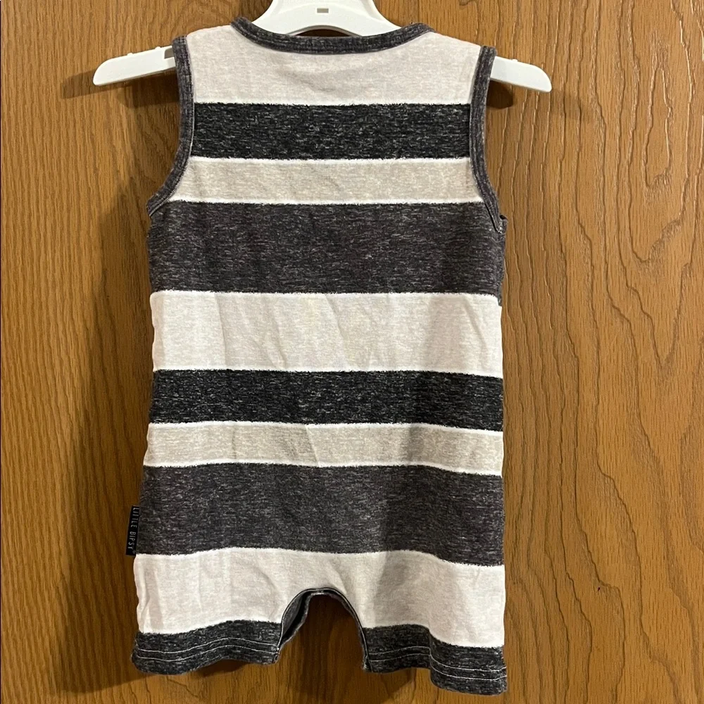 Little Bipsy Toddler Charcoal and Cream Striped‎ Romper 18-24M